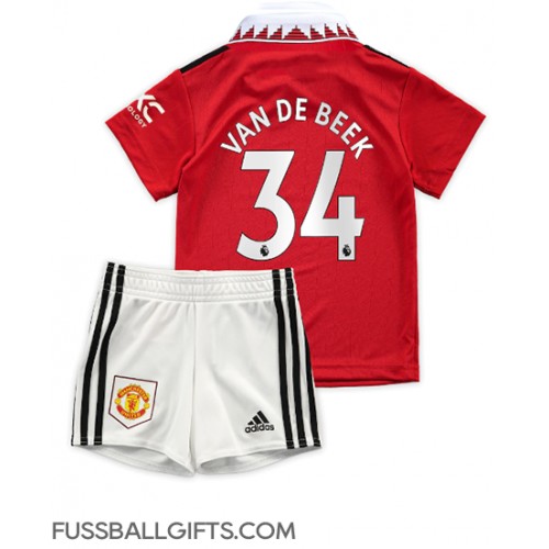 Manchester United Donny van de Beek #34 Fußballbekleidung Heimtrikot Kinder 2022-23 Kurzarm (+ kurze hosen)